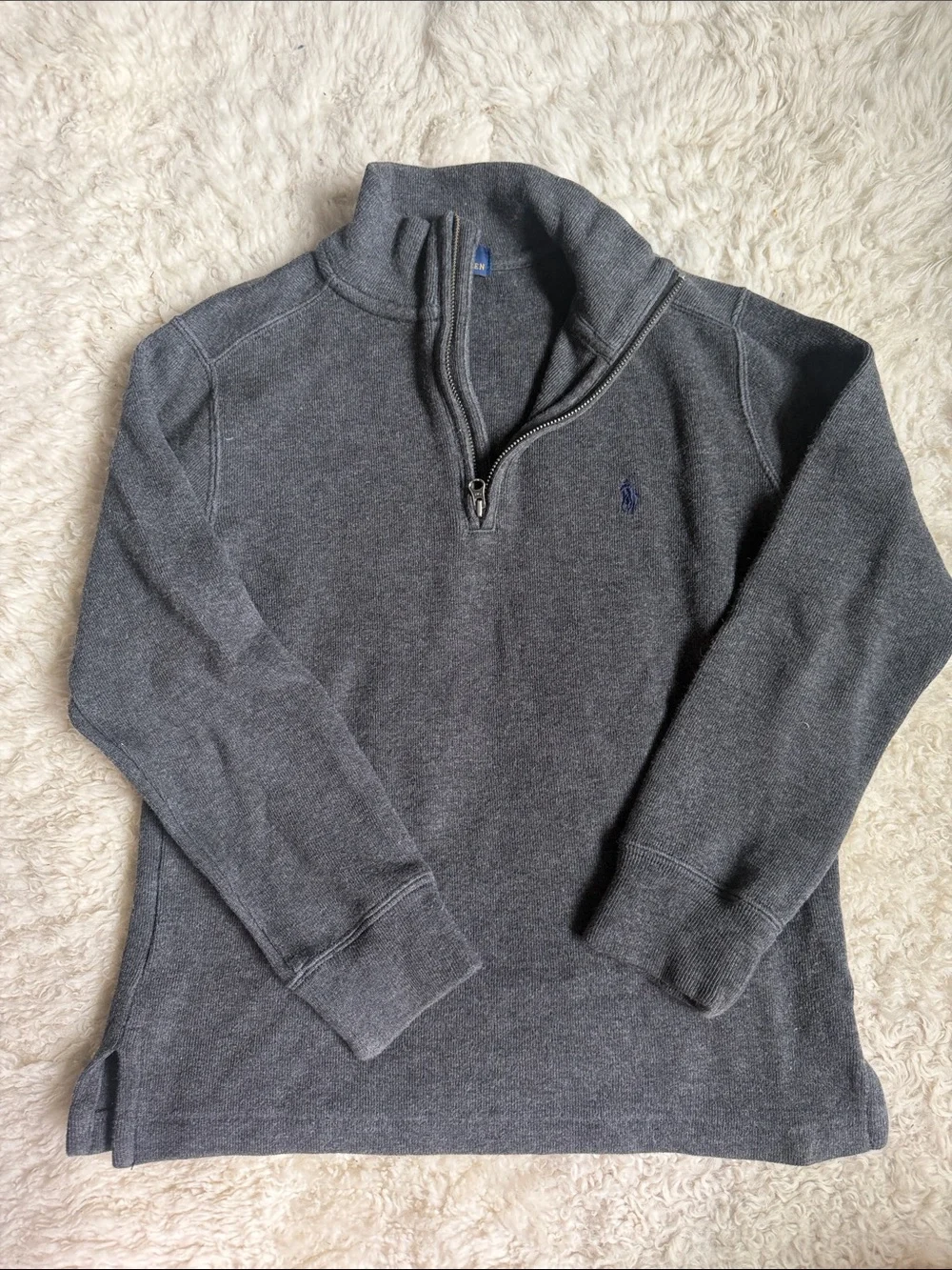Ralph Lauren Kids Gray Half-Zip Sweater with Embroidered Logo